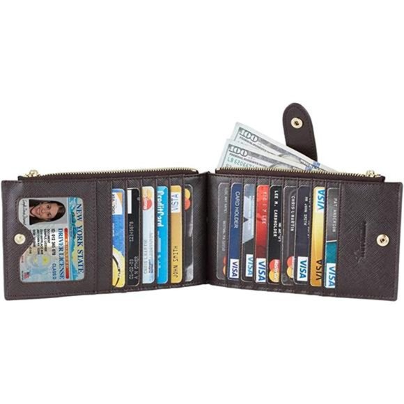 Womens Wallet RFID Blocking Bifold Multi Card Case Wallet with Zipper Pocket - Picture 2 of 5